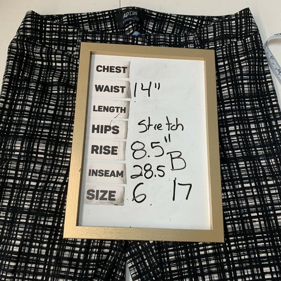 APT 9 Women Pants Modern Fit Size 6 Black White Plaid Straight Leg Stretch - Picture 9 of 9